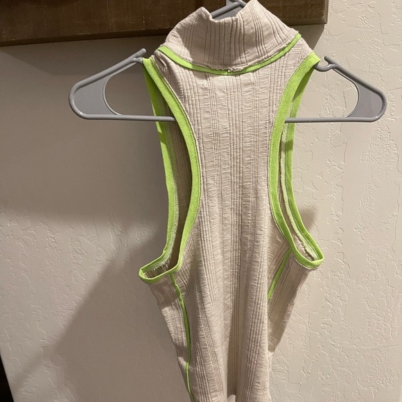 We The Free, turtle neck tank top. Size XS, tan with neon green detail, NWT• - Picture 7 of 15